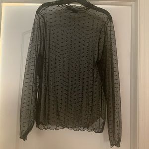 Black sheer long sleeve shirt
